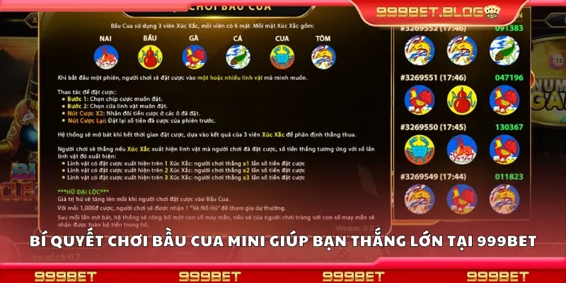 Bí quyết chơi bầu cua mini giúp bạn thắng lớn tại 999Bet